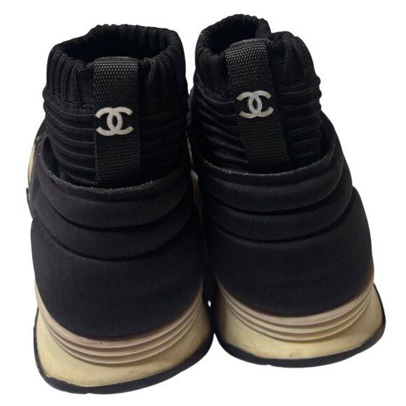 Chanel High-Top Slip-On Sneakers Black & White – Size 38 (US 8) - Picture 8 of 9